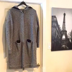 Free People Long Sweater/Duster with Hood Size M